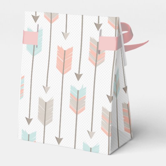 Tribal Pijl Grijs Roze Blauw Favor Box Bedankdoosjes (Achterkant)