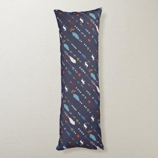 Tribal Pijlen Veren Moose Gepersonaliseerd Monogra Lichaamskussen (Achterkant (Verticaal))