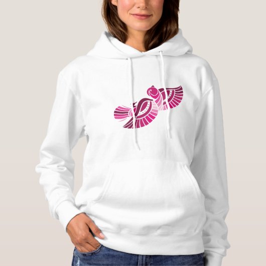 Tribal Pink Bird Stylized Magenta Phoenix Hoodie (Voorkant)