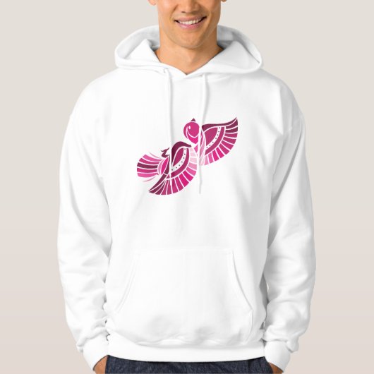 Tribal Pink Bird Stylized Magenta Phoenix Hoodie (Voorkant)