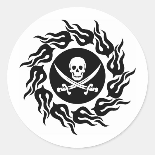 Tribal Pirate Ronde Sticker (Voorkant)