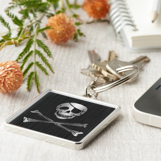 Tribal Pirate Zilver & Zwart Sleutelhanger (Zijkant)