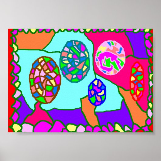 Tribal primitieve kunst poster in levendige kleure (Voorkant)