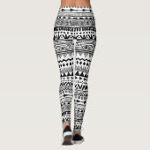 Tribal Print Black en White Aztec Pattern Boho Leggings (Achterkant)