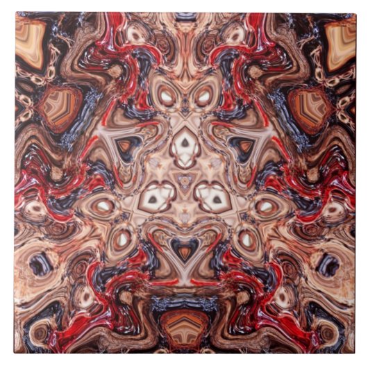 Tribal Psychedelic Earth Ceramic Tile Tegeltje (Voorkant)