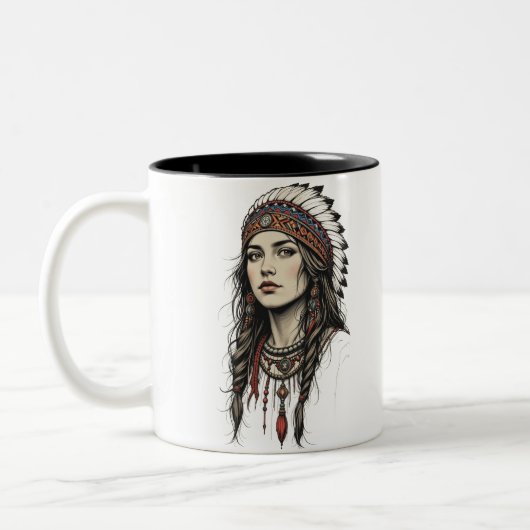 Tribal Queen Wild Soul Two-Tone Coffee Mug Tweekleurige Koffiemok (Links)