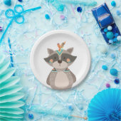 Tribal Raccoon Papier Borden Wild One Woodland Boh Papieren Bordje (Feest)
