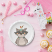 Tribal Raccoon Papier Borden Wild One Woodland Boh Papieren Bordje (Feest)