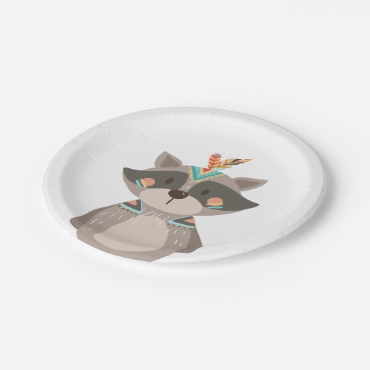 Tribal Raccoon Papier Borden Wild One Woodland Boh Papieren Bordje (Gekanteld)