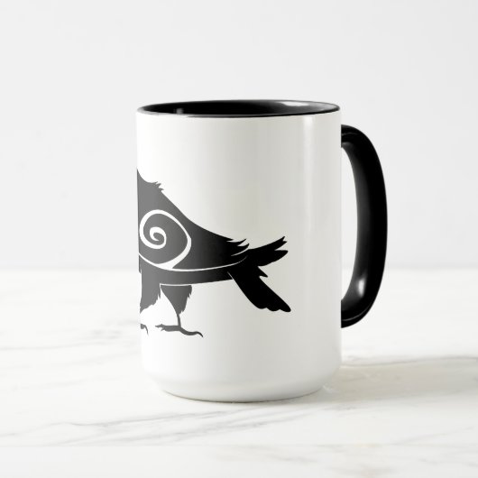Tribal Raven Ringer Coffee Mok (Voorkant rechts)