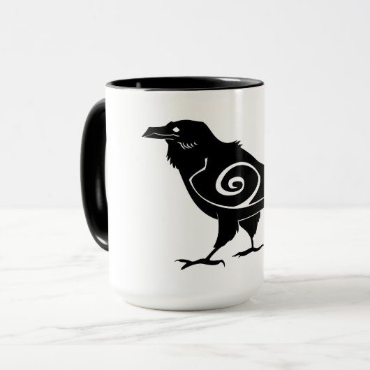 Tribal Raven Ringer Coffee Mok (Voorkant links)