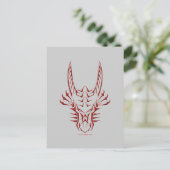 Tribal Red Dragon Head Briefkaart (Staand voorkant)