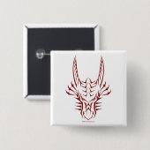 Tribal Red Dragon Head Vierkante Button 5,1 Cm (Voorkant /achterkant)