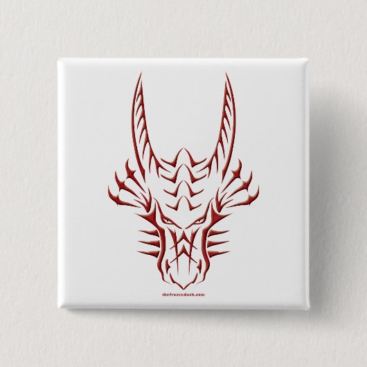 Tribal Red Dragon Head Vierkante Button 5,1 Cm (Voorkant)