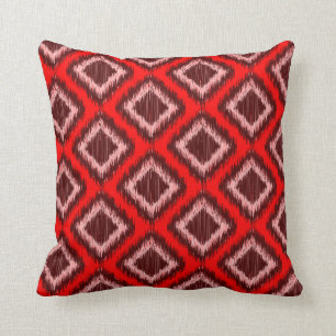 Tribal Red Ikat Modern Chic Patroon Kussen