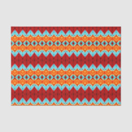 Tribal Red Oranje Blue Art Pattern-ontkoppeling Tissuepapier