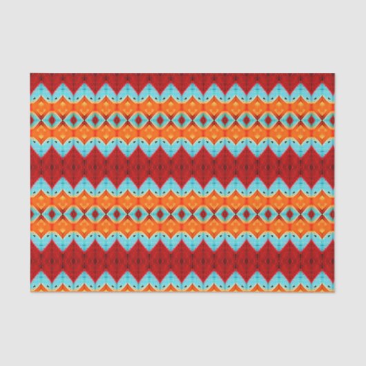Tribal Red Oranje Blue Art Pattern-ontkoppeling Tissuepapier (Voorkant)