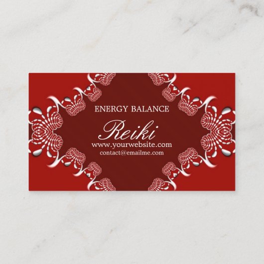 Tribal Red Silver Om Reiki Yoga Visitekaartjes (Achterkant)