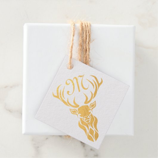 Tribal Red Stag Monogram Bedankjes Labels (Met doos)