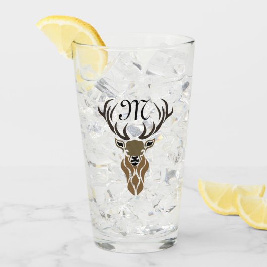Tribal Red Stag Monogram Glas (Voorkant ijs)