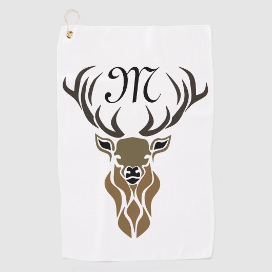 Tribal Red Stag Monogram Golfhanddoek (Voorkant)
