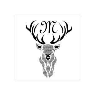 Tribal Red Stag Monogram Rubberstempel