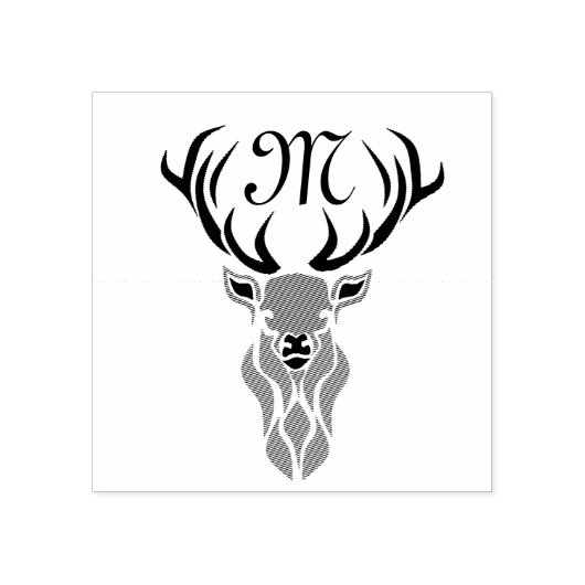 Tribal Red Stag Monogram Rubberstempel (Afrduk)
