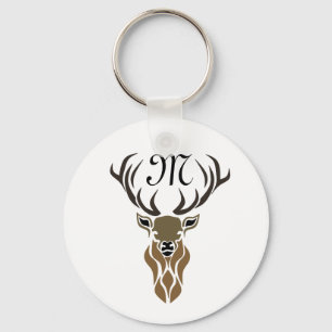 Tribal Red Stag Monogram Sleutelhanger