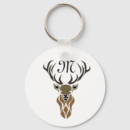 Tribal Red Stag Monogram Sleutelhanger (Voorkant)