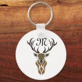 Tribal Red Stag Monogram Sleutelhanger (Voorkant)