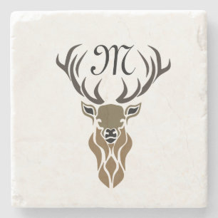 Tribal Red Stag Monogram Stenen Onderzetter