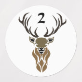 Tribal Red Stag Monogram Waterdicht Labels (Design 2)