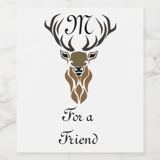 Tribal Red Stag Monogram Wijn Etiket (Enkel label)