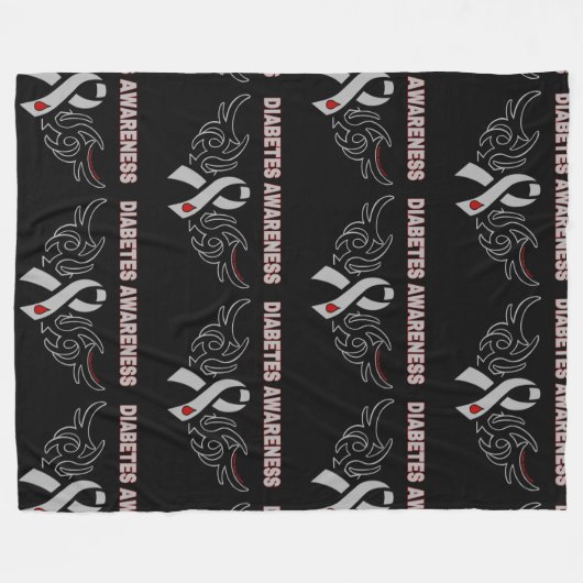 Tribal Ribbon... Diabetes Fleece Deken (Voorkant (Horizontaal))