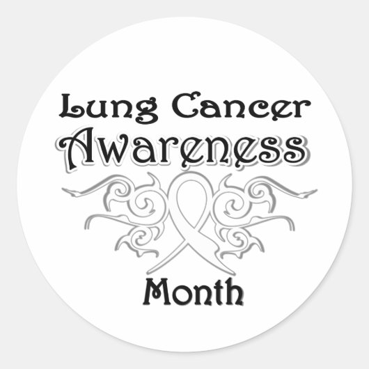 Tribal Ribbon - Lung Cancer Awareness Maand Ronde Sticker (Voorkant)