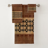 Tribal Rich Brown Mudcloth Bad Handdoek (Insitu)