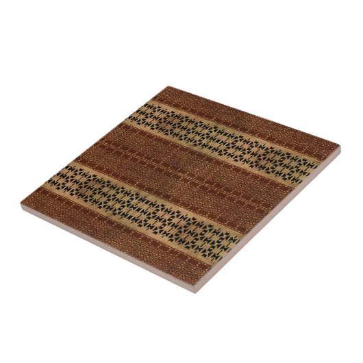 Tribal Rich Brown Mudcloth Tegeltje (Zijkant)