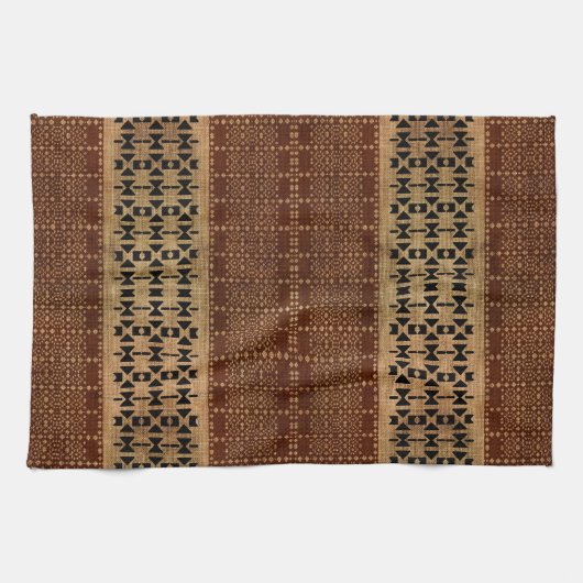 Tribal Rich Brown Mudcloth Theedoek (Horizontaal)
