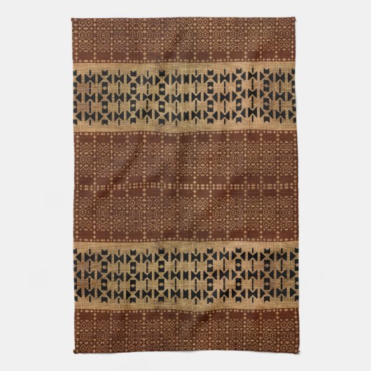 Tribal Rich Brown Mudcloth Theedoek (Verticaal)
