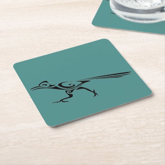 Tribal Roadrunner Silhouette Kartonnen Onderzetters (Schuin)