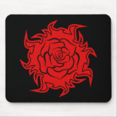 Tribal Roos in rode en zwarte Mousepad Muismat (Voorkant)