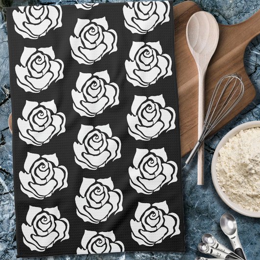 Tribal Roos Zwart Wit Theedoek