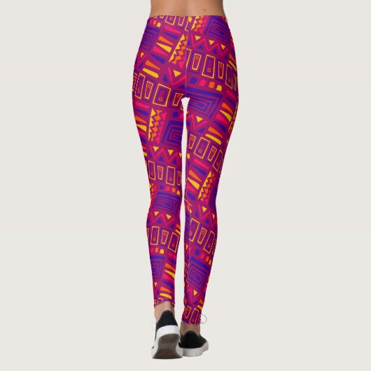 Tribal Roze Blauw Minimaal Patroon Leggings (Achterkant)