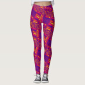Tribal Roze Blauw Minimaal Patroon Leggings (Voorkant)
