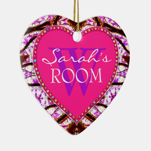 Tribal Roze deurnaam Hart Ornament (Rechts)