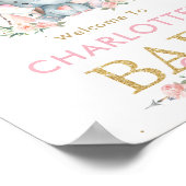 Tribal Roze Floral Elephant Baby shower Welkom Poster (Hoek)