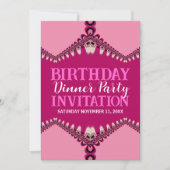Tribal Roze graf Birthday Dinner Party Invitations Kaart (Voorkant)