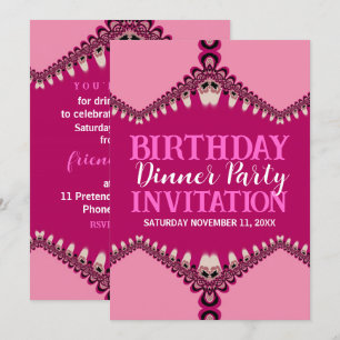 Tribal Roze graf Birthday Dinner Party Invitations Kaart