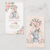 Tribal roze olifant Baby luier en Informatiekaartje (Voorkant / Achterkant)