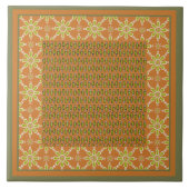 Tribal Rust Green Cream Pattern Ceramic Tegel Tegeltje (Voorkant)